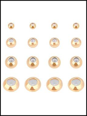 40pcs 18K Gold Plated Beads Mixed Size Spacer Stopper Charm for Bracelet
